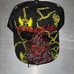 Brand New Christian Audigier Graphic Embroidered Trucker Hat.